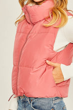Load image into Gallery viewer, Stand Collar Pink Padded Lightweight Reversible Puffer Vest