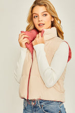 Load image into Gallery viewer, Stand Collar Pink Padded Lightweight Reversible Puffer Vest