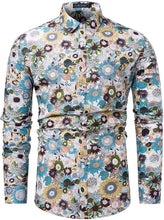 Load image into Gallery viewer, Men&#39;s Casual Mint Floral Long Sleeve Button Up Shirt