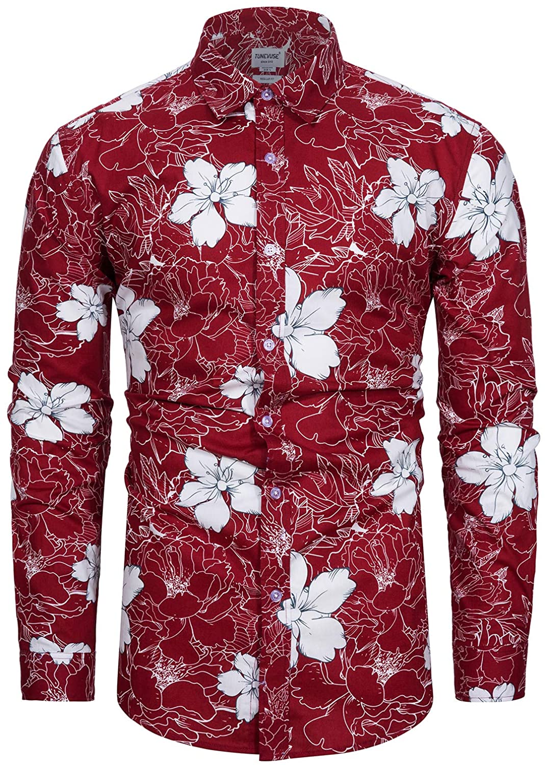 Men's Casual Red & Black Floral Long Sleeve Button Up Shirt – Bella  Valentina LA