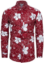 Load image into Gallery viewer, Men&#39;s Casual Red &amp; Black Floral Long Sleeve Button Up Shirt