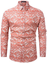 Load image into Gallery viewer, Men&#39;s Casual Orange Paisley Long Sleeve Button Up Shirt