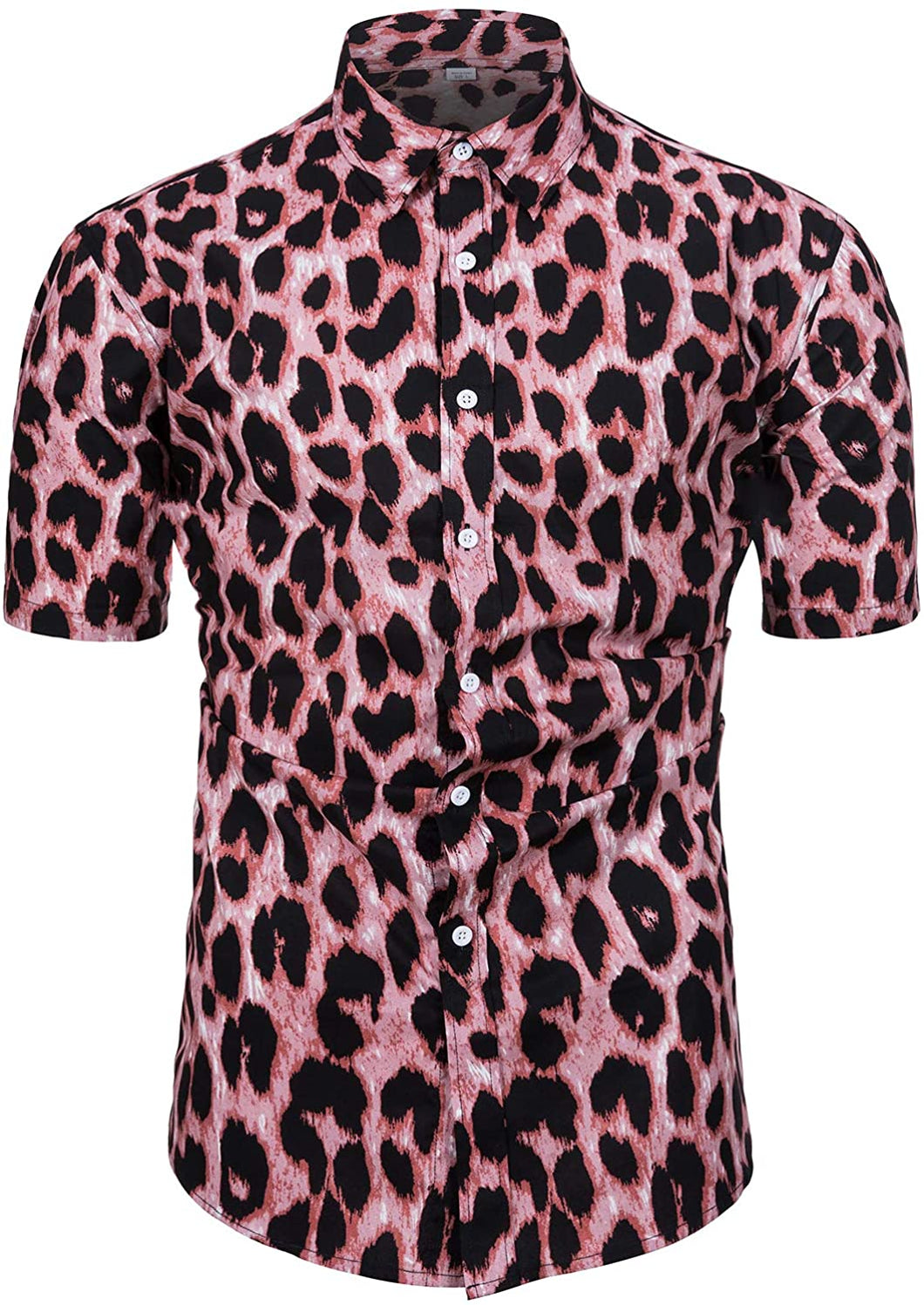 Leopard Print Button Down Short Sleeve Hawaiian Shirt