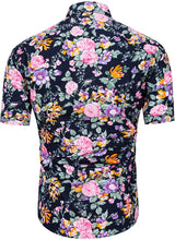Load image into Gallery viewer, Purple Floral Button Down Short Sleeve Hawaiian Shirt