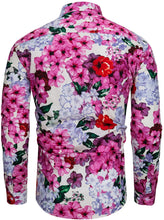 Load image into Gallery viewer, Men&#39;s Fuchsia Pink Floral Pattern Print Long Sleeve Shirt