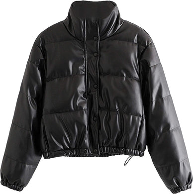 Black Zip Up Bubble Style Long Sleeve Jacket