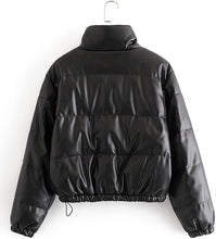 Load image into Gallery viewer, Black Zip Up Bubble Style Long Sleeve Jacket