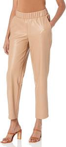 Camel  Faux Leather Pull-On Jogger