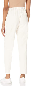 Ivory Faux Leather Pull-On Jogger