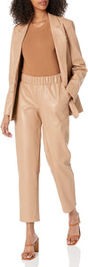 Camel  Faux Leather Pull-On Jogger