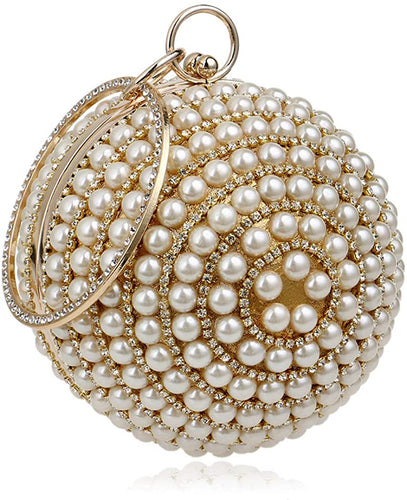 Superior Round Ball Bag Golden Pearl Purse