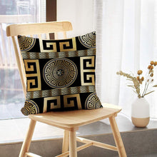 Load image into Gallery viewer, Set of 2 Classical Black and Gold Aristocratic Style Square Pillowcase
