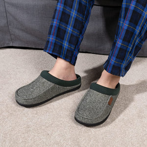 Men's Green Suede Foamy Fleece Lining Slippers