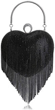 Load image into Gallery viewer, Luxury Silver Heart Shape Tassel Rhinestones Party Clutch Bag/Purse/Handbag
