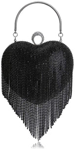 Luxury Silver 1 Heart Shape Tassel Rhinestones Party Clutch Bag/Purse/Handbag