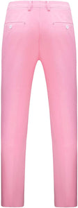 Mens Light Pink Slim Fit Skinny Trousers Suit Pants