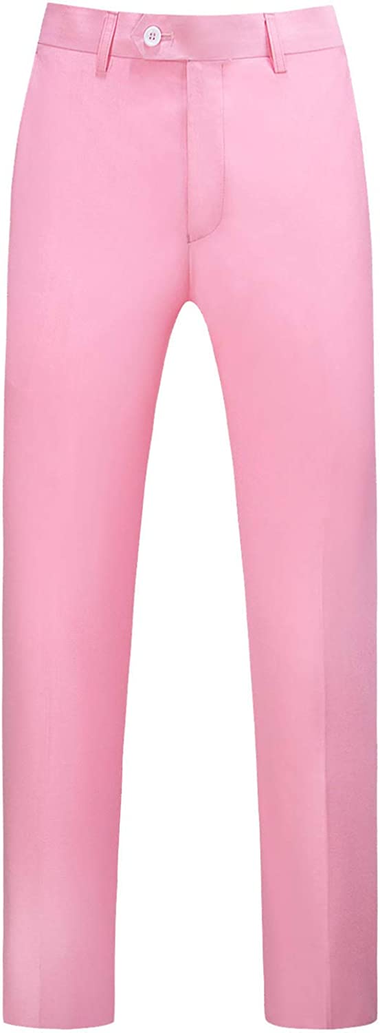 Mens Light Pink Slim Fit Skinny Trousers Suit Pants