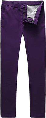 Mens Purple Slim Fit Skinny Trousers Suit Pants
