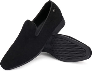 Men's Black Velvet Loafers Lightweight Tuxedo Shoes