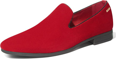 Men's Red Velvet Loafers Lightweight Tuxedo Shoes