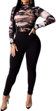 Load image into Gallery viewer, Two Piece Black Long Sleeve Skinny See Through Jumpsuit