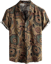 Load image into Gallery viewer, Men&#39;s West Groove Brown Button Down Short Sleeve Shirt