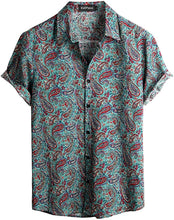Load image into Gallery viewer, Men&#39;s West Groove Green Button Down Short Sleeve Shirt