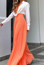 Load image into Gallery viewer, High Fashion Orange Pleated Wide Leg Pants