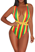 Load image into Gallery viewer, Callela African Flag One Piece Monokini Swimsuit
