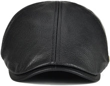 Load image into Gallery viewer, Lambskin Leather Black Newsboy Hat