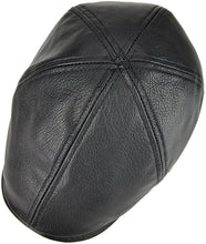 Load image into Gallery viewer, Lambskin Leather Black Newsboy Hat