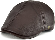 Load image into Gallery viewer, Lambskin Leather Dark Brown Newsboy Hat