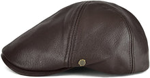 Load image into Gallery viewer, Lambskin Leather Dark Brown Newsboy Hat