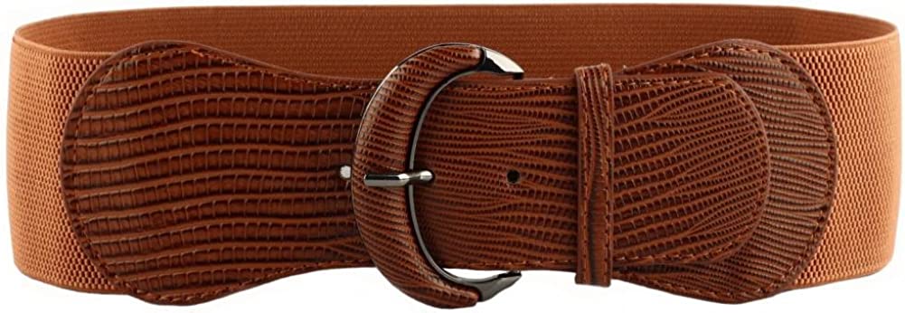 Brown PU Leather Elastic Stretch Thick Wide Belt