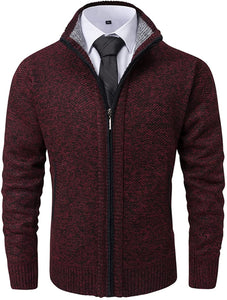 Men's Classic Brick Red Soft Knitted Cardigan Sweater
