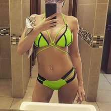 Load image into Gallery viewer, Wireless Neon Green Push up Padded Two Piece Set Swimsuit