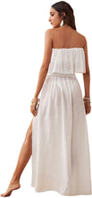 Load image into Gallery viewer, White Ruffled Bandeau Top &amp; Maxi Skirt Cover Up Set