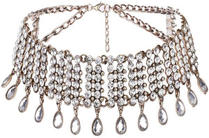 Crystal Necklace Gold Neck Chain Rhinestone Fashion Jewelry Accessory