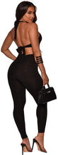 Load image into Gallery viewer, Stylecastle Black Neck Halter Sleeveless Long Pants Jumpsuit