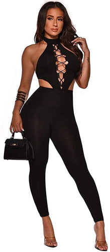 Stylecastle Black Neck Halter Sleeveless Long Pants Jumpsuit