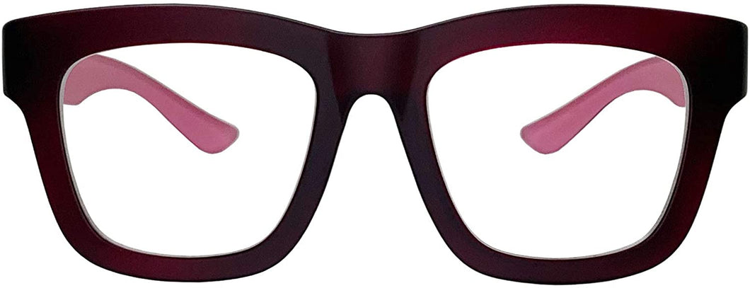 Vintage Inspired Geek Oversized Square Matte Wine Eyeglasses
