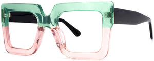 Glazed Green Pink Square UV Light Blocking Glasses