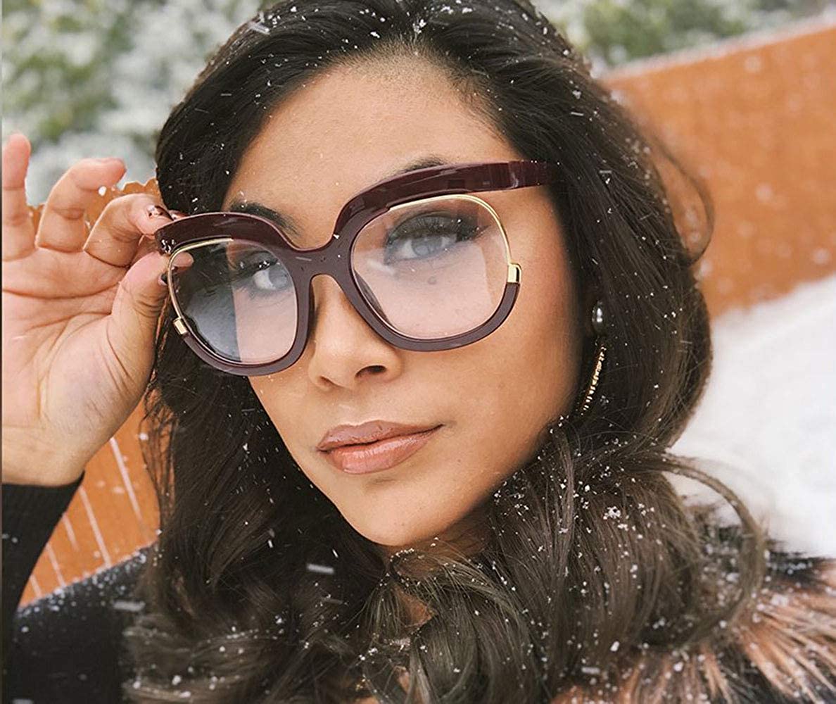 Forever Fad Wine Square Oversized Clear Lens Women Glasses Bella Valentina