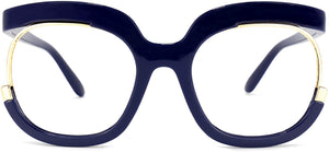Forever Fad Blue Square Oversized Clear Lens Women Glasses