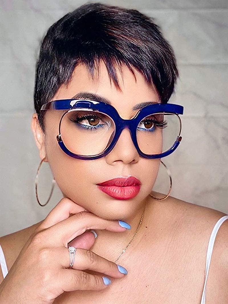 Forever Fad Blue Square Oversized Clear Lens Women Glasses