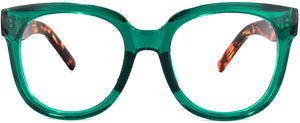 Cool Optics Dark Green Anti Reflective Clear Lens Temple Square Eyeglasses