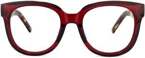 Wine Red Anti Reflective Clear Lens Temple Square Eyeglasses