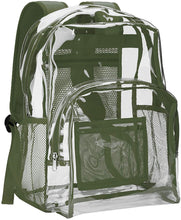 Load image into Gallery viewer, Classic Designs Green  Durable Heavy Duty Clear Backpack
