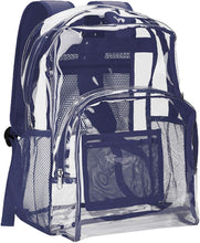 Load image into Gallery viewer, Classic Designs Navy Durable Heavy Duty Clear Backpack