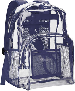 Classic Designs Navy Durable Heavy Duty Clear Backpack